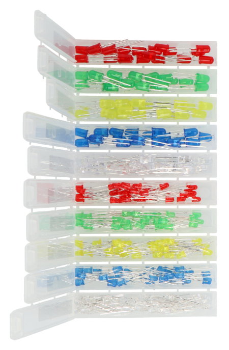 Set of 3mm and 5mm LEDs - justPi - 300 pcs + organizer