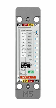 ByteSwitch - 8 switches + 9 WS2812C RGB diodes - STM32G031 - Unit expansion module - M5Stack U191