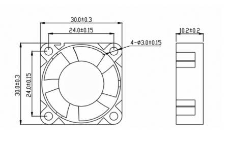 Fan 12V 30 x 30 x 10 mm 2 wires