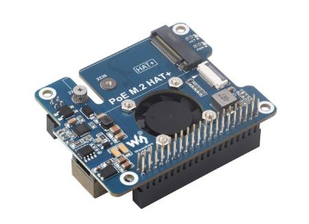 PoE M.2 HAT+ - PCIe adapter for NVMe M.2 drives with PoE support - for Raspberry Pi 5 - Waveshare 28411