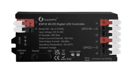 Controller for addressable RGB WiFi LED strips and strips - ESP32 - WLED - GL-C-015WL