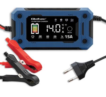 Microprocessor charger - rectifier for AGM / GEL / LiFePO4 batteries - 12 V 15 A - Qoltec 52496