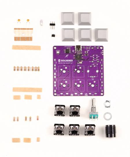 Macro Pad Solder Kit - educational kit for learning soldering - RP2040 - Soldered 333347